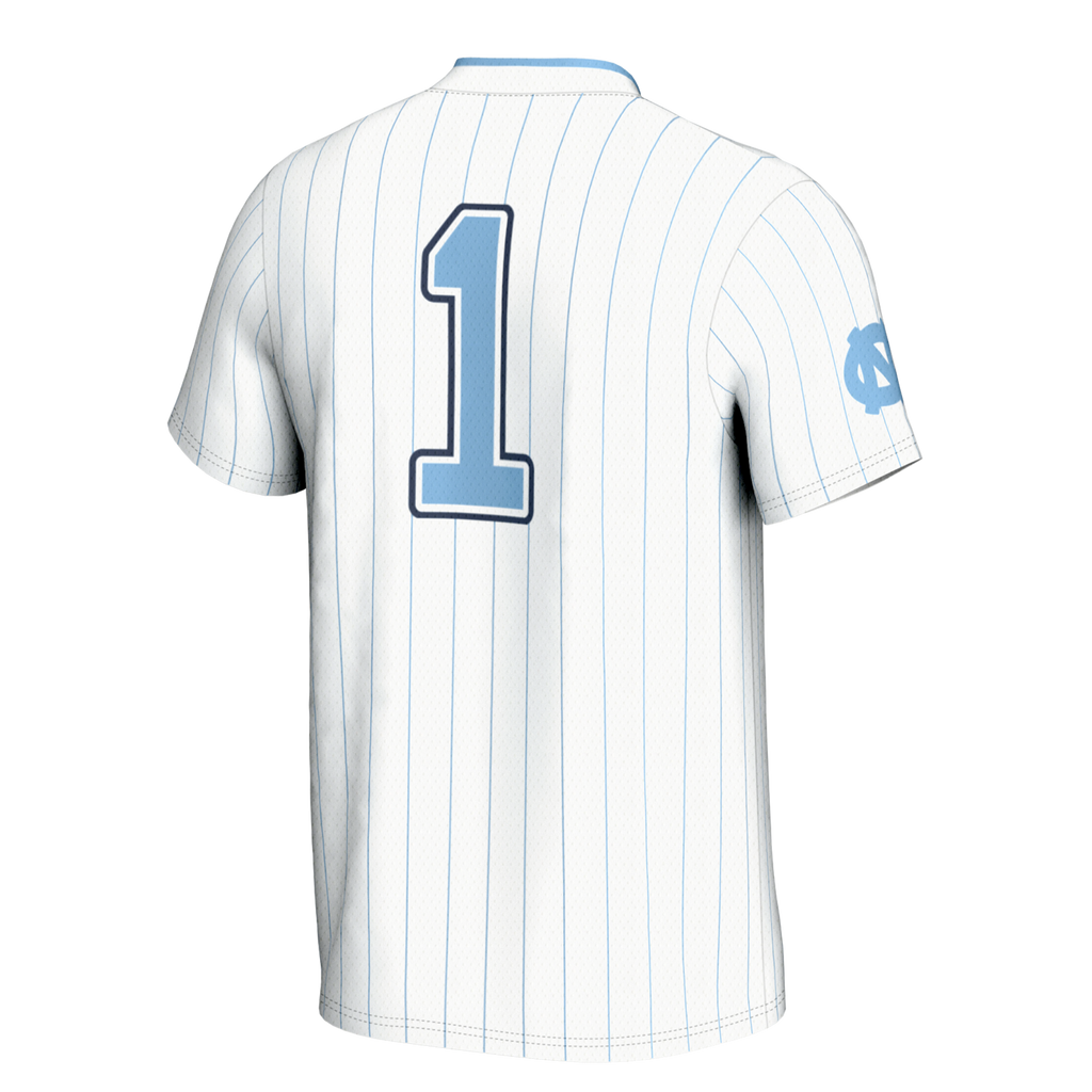 #1 North Carolina Tar Heels Lightweight Softball Jersey - White product image 4, provided for visual reference and product