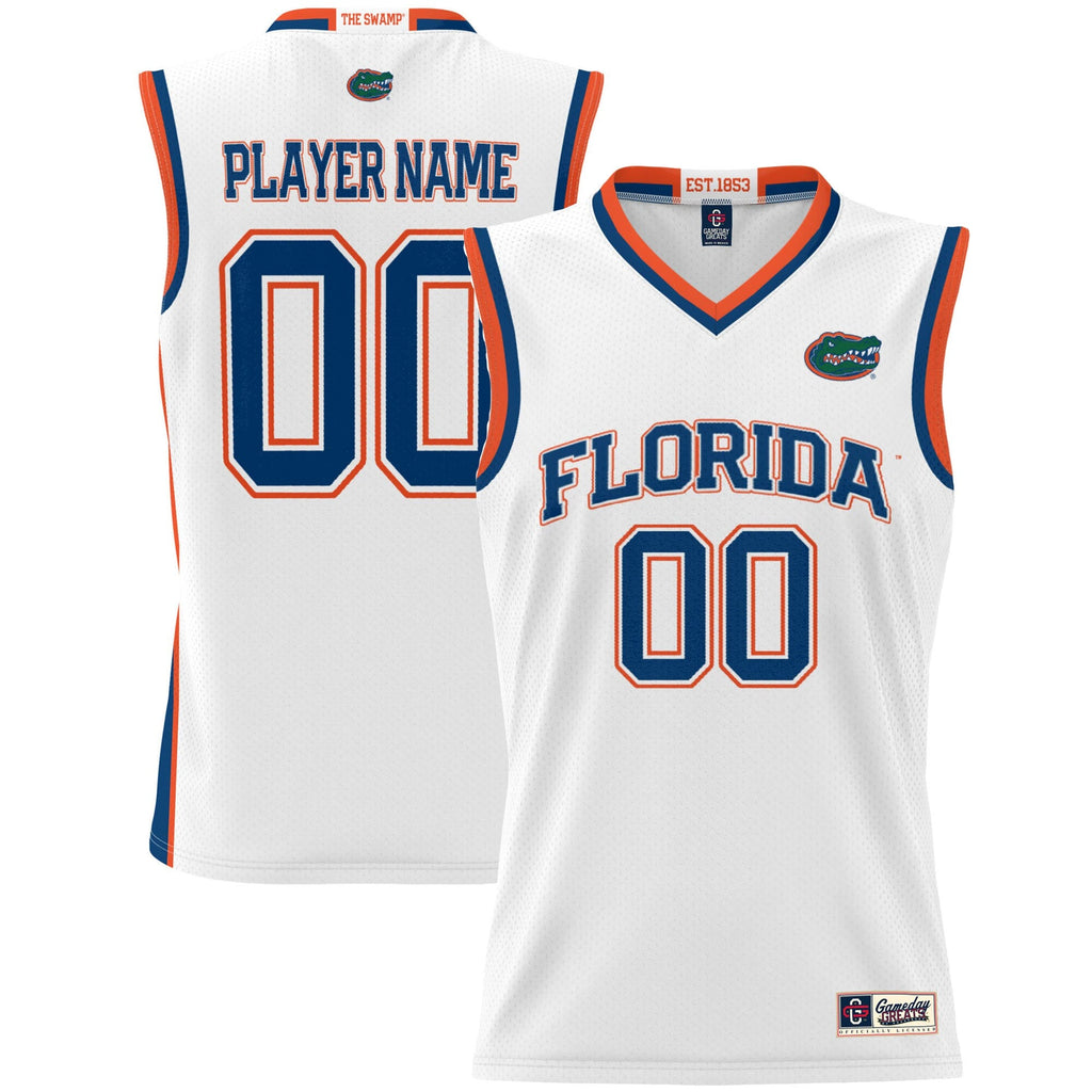 Florida Gators NIL Pick-A-Player Lightweight Basketball Jersey - White product image 2, provided for visual reference and