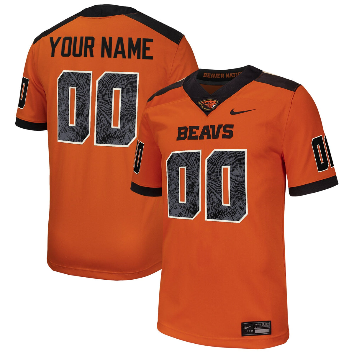 Oregon State Beavers Custom Football Game Jersey - Orange product image 2, provided for visual reference and product detail