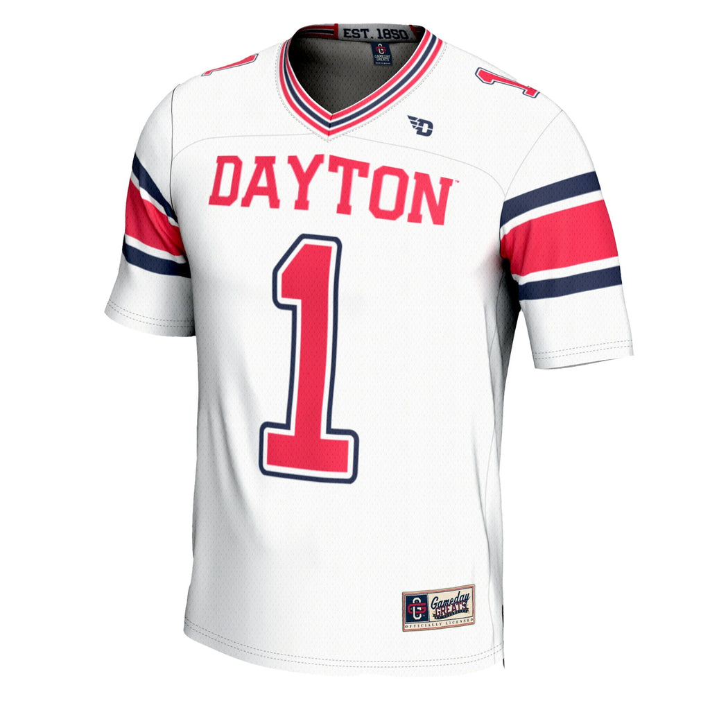 #1 Dayton Flyers Football Jersey - White product image 3, provided for visual reference and product detail review