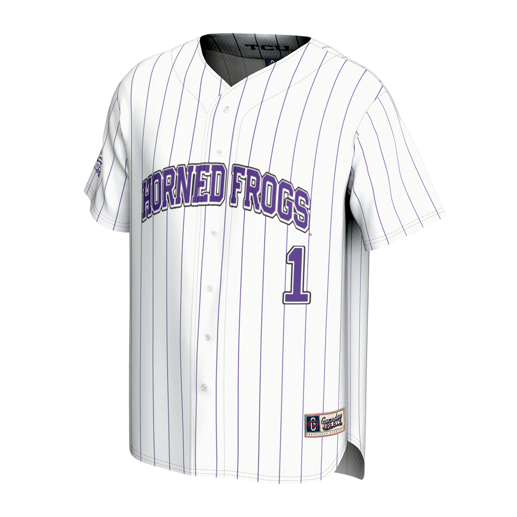 TCU Horned Frogs Lightweight Collegiate Baseball Fashion Jersey - White product image 3, provided for visual reference and