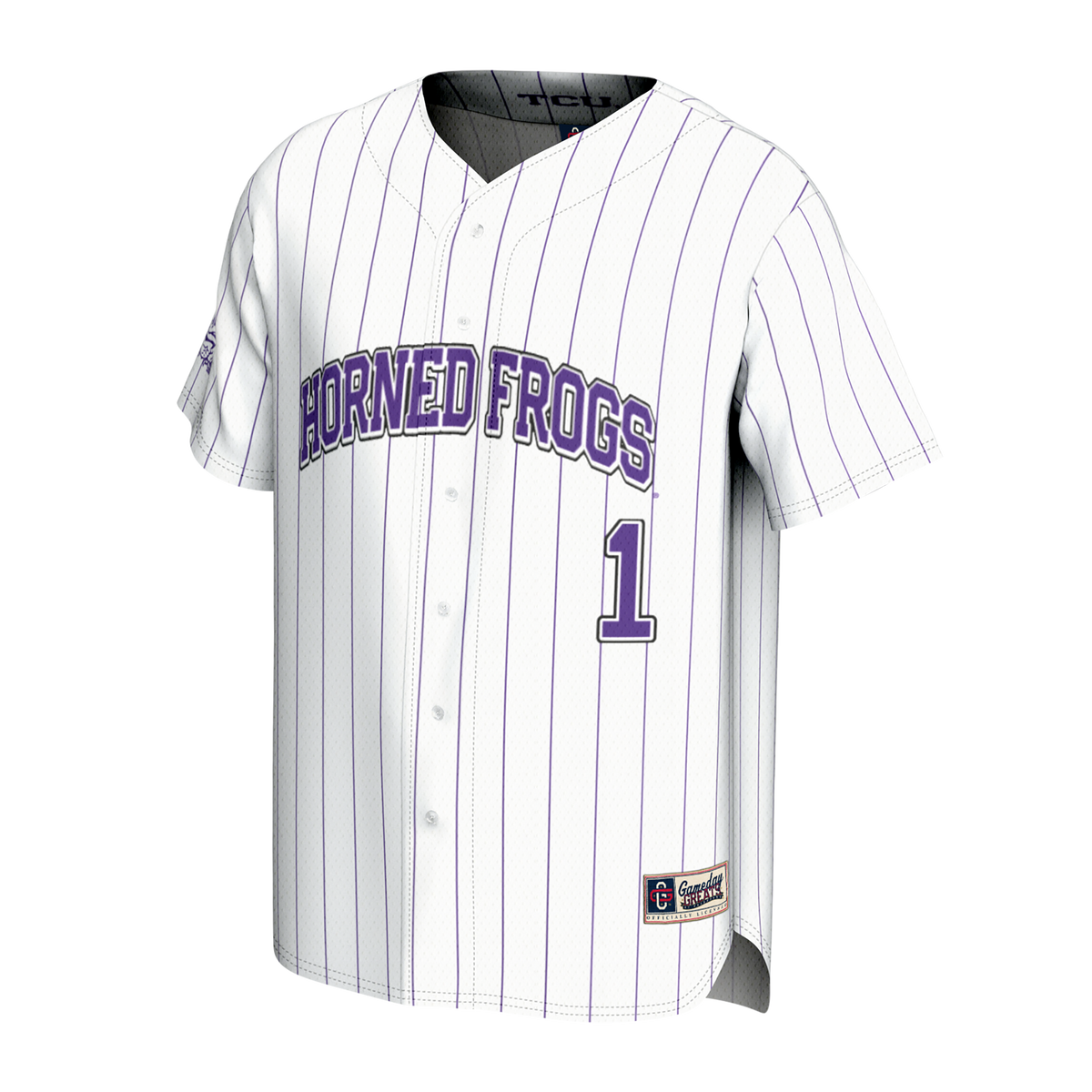 TCU Horned Frogs Lightweight Collegiate Baseball Fashion Jersey - White product image 3, provided for visual reference and