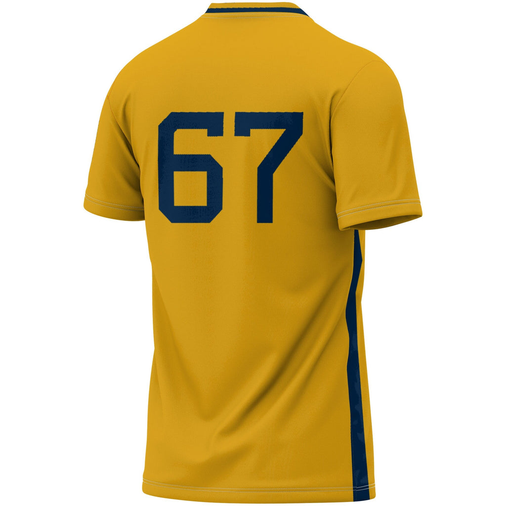 #1 West Virginia Mountaineers Lightweight Soccer Fashion Jersey - Gold product image 4, provided for visual reference and
