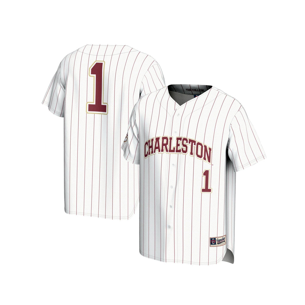 #1 Charleston Cougars Lightweight Baseball Fashion Jersey - White product image 2, provided for visual reference and product