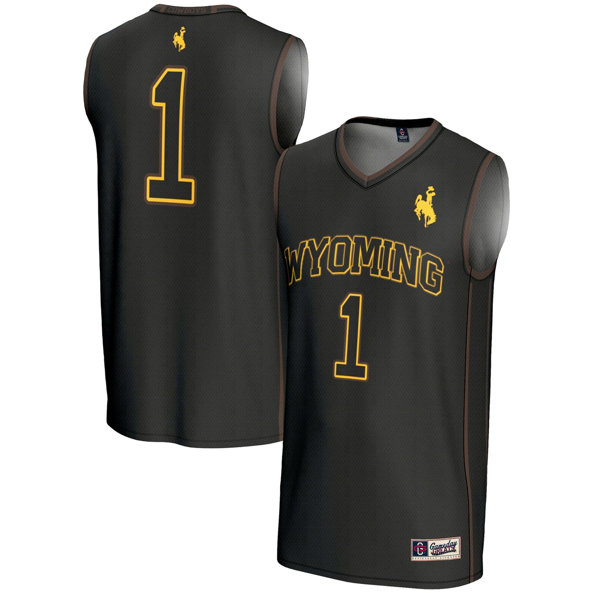 #1 Wyoming Cowboys Lightweight Basketball Jersey - Black product image 1, provided for visual reference and product detail
