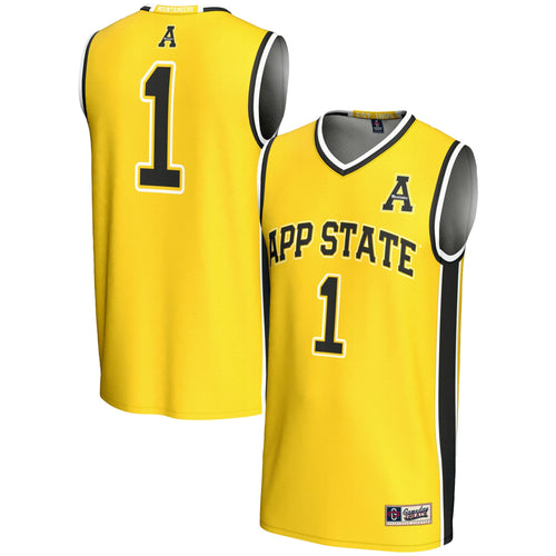 #1 Appalachian State Mountaineers Lightweight Basketball Jersey - Gold product image 2, provided for visual reference and