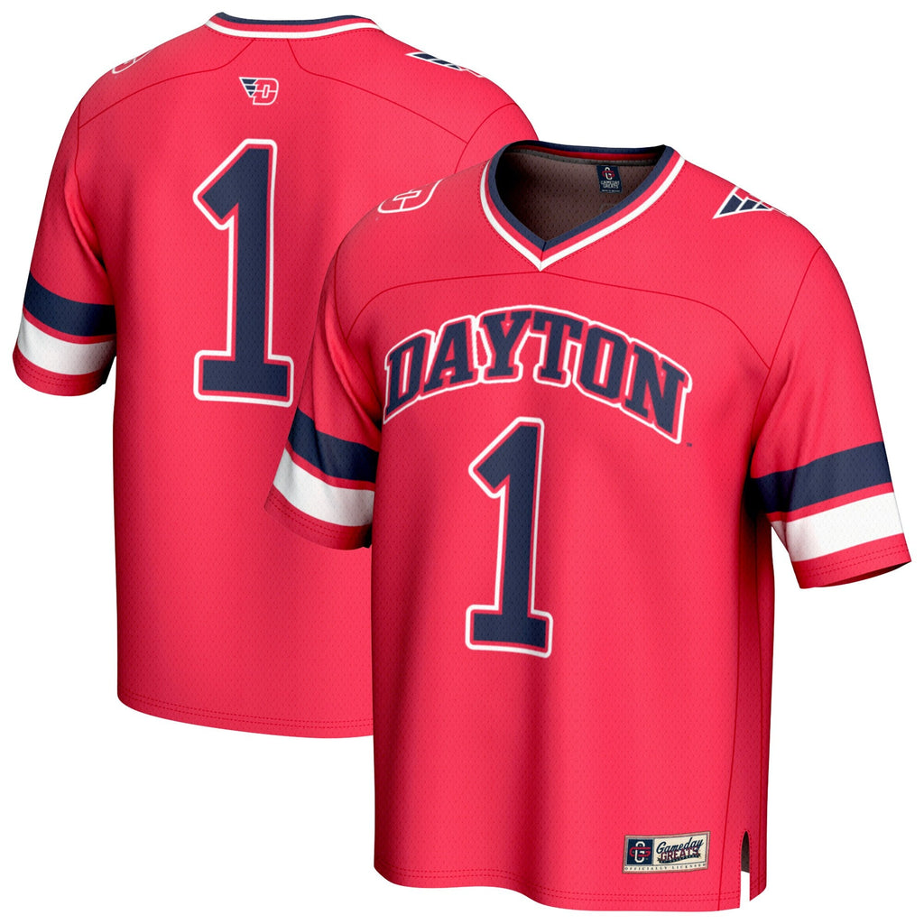 #1 Dayton Flyers Lightweight Collegiate Football Fashion Jersey - Red product image 2, provided for visual reference and