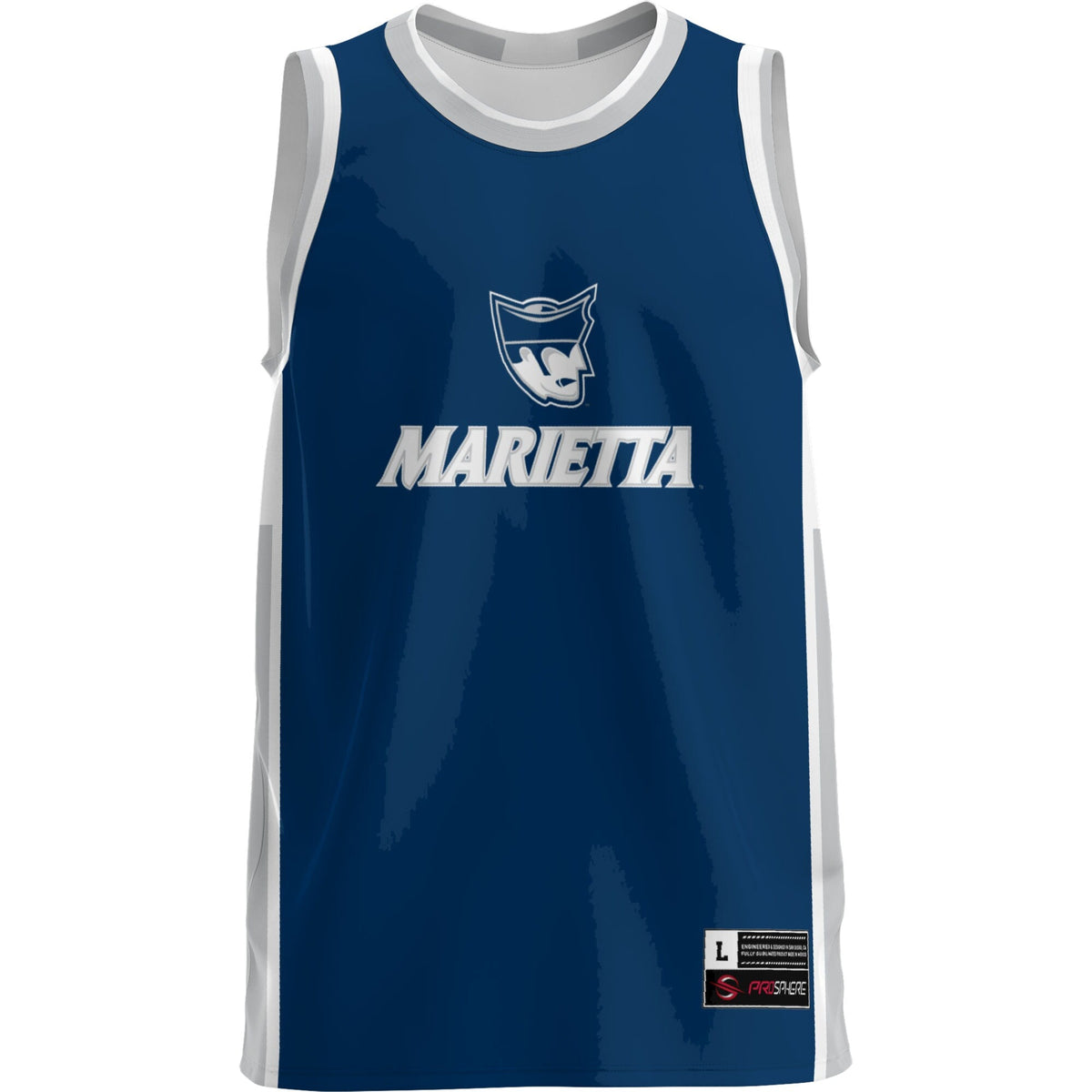 Marietta College Pioneers Lightweight Basketball Jersey - Navy product image 3, provided for visual reference and product