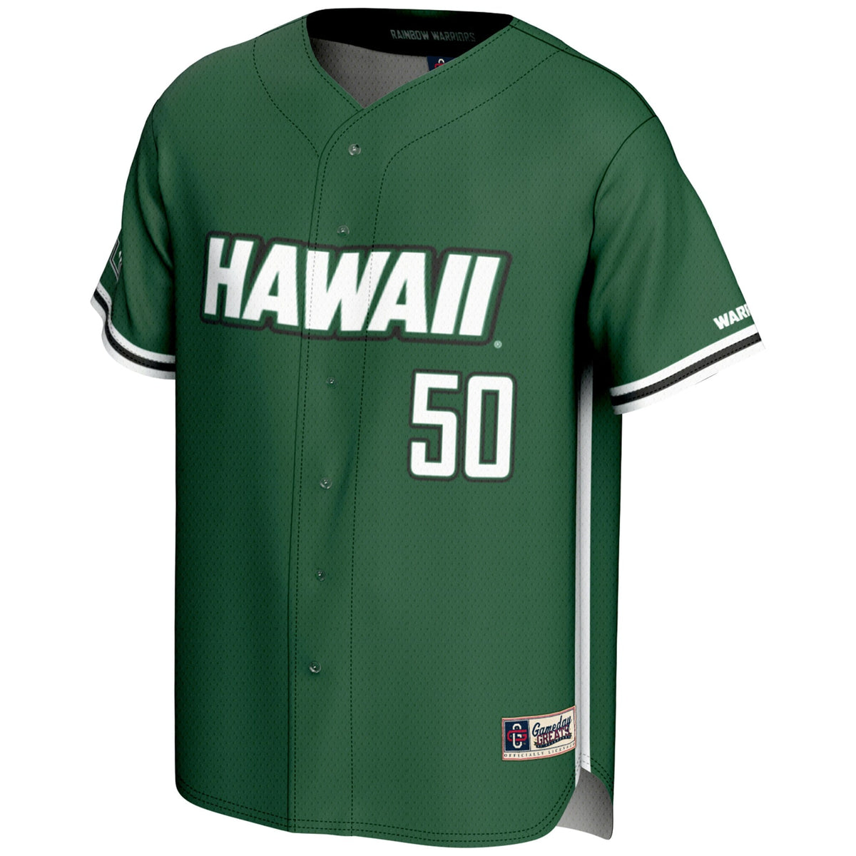 #1 Hawaii Rainbow Warriors Lightweight Baseball Jersey - Green product image 3, provided for visual reference and product