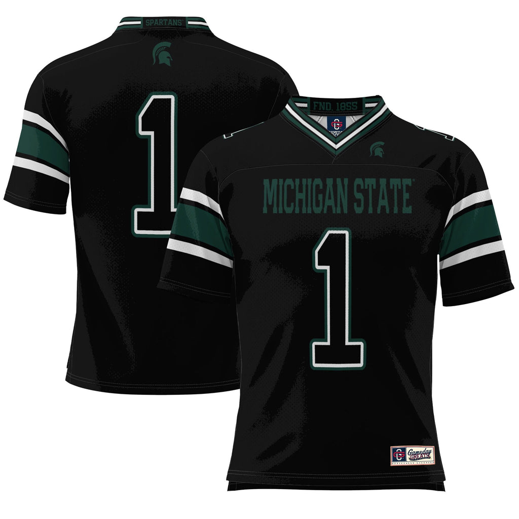 #1 Michigan State Spartans Endzone Football Jersey - Black product image 2, provided for visual reference and product detail