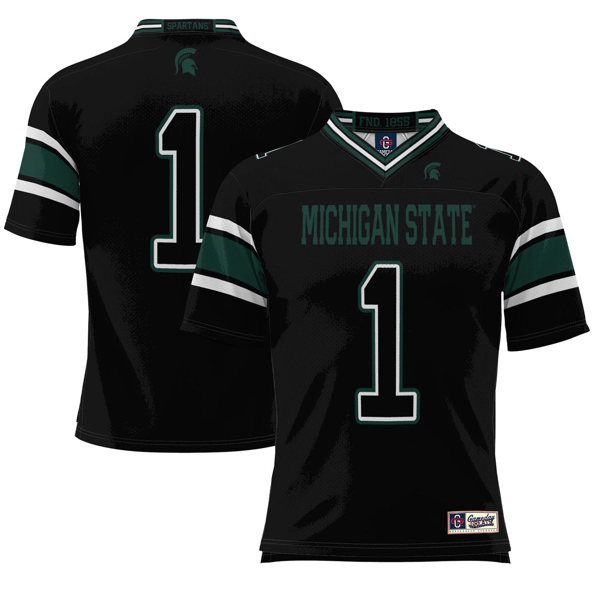 #1 Michigan State Spartans Endzone Football Jersey - Black product image 2, provided for visual reference and product detail