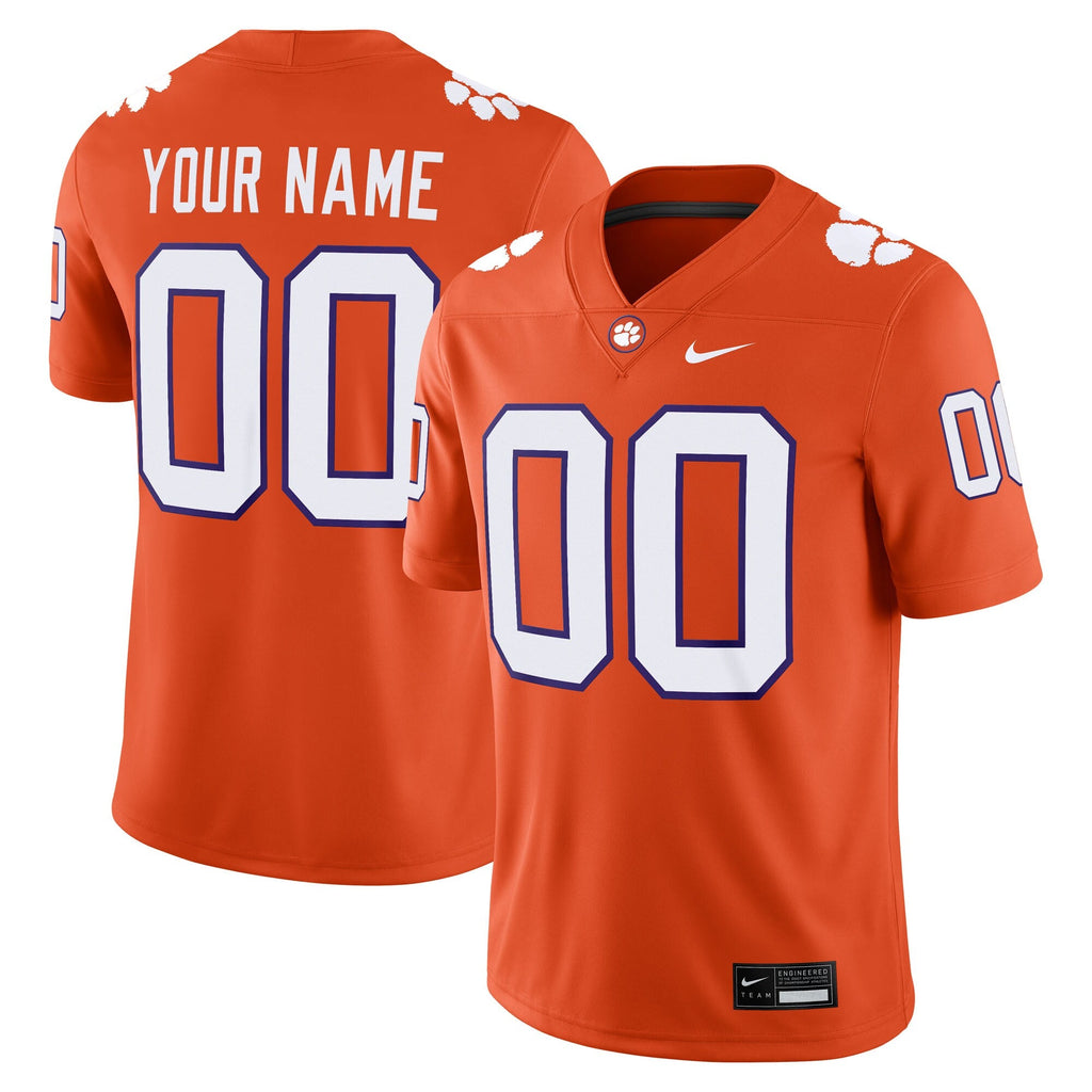 Clemson Tigers Custom Football Game Jersey - Orange product image 1, provided for visual reference and product detail review