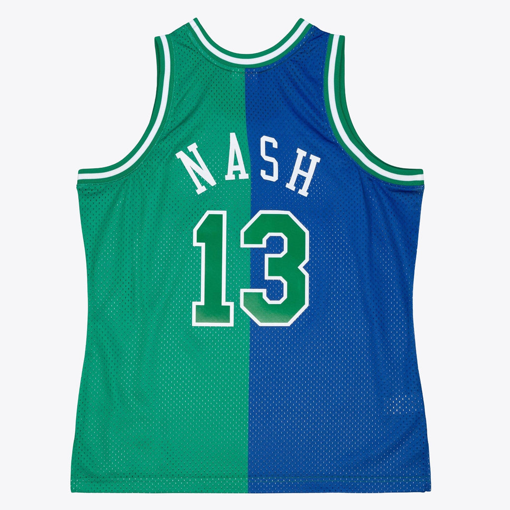 Dallas Mavericks Steve Nash 1998 Split Swingman Jersey - Blue/Green product image 4, provided for visual reference and