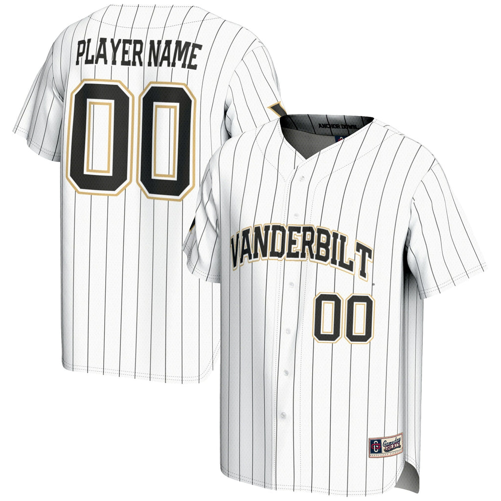Vanderbilt Commodores NIL Pick-A-Player Lightweight Baseball Jersey - White product image 1, provided for visual reference