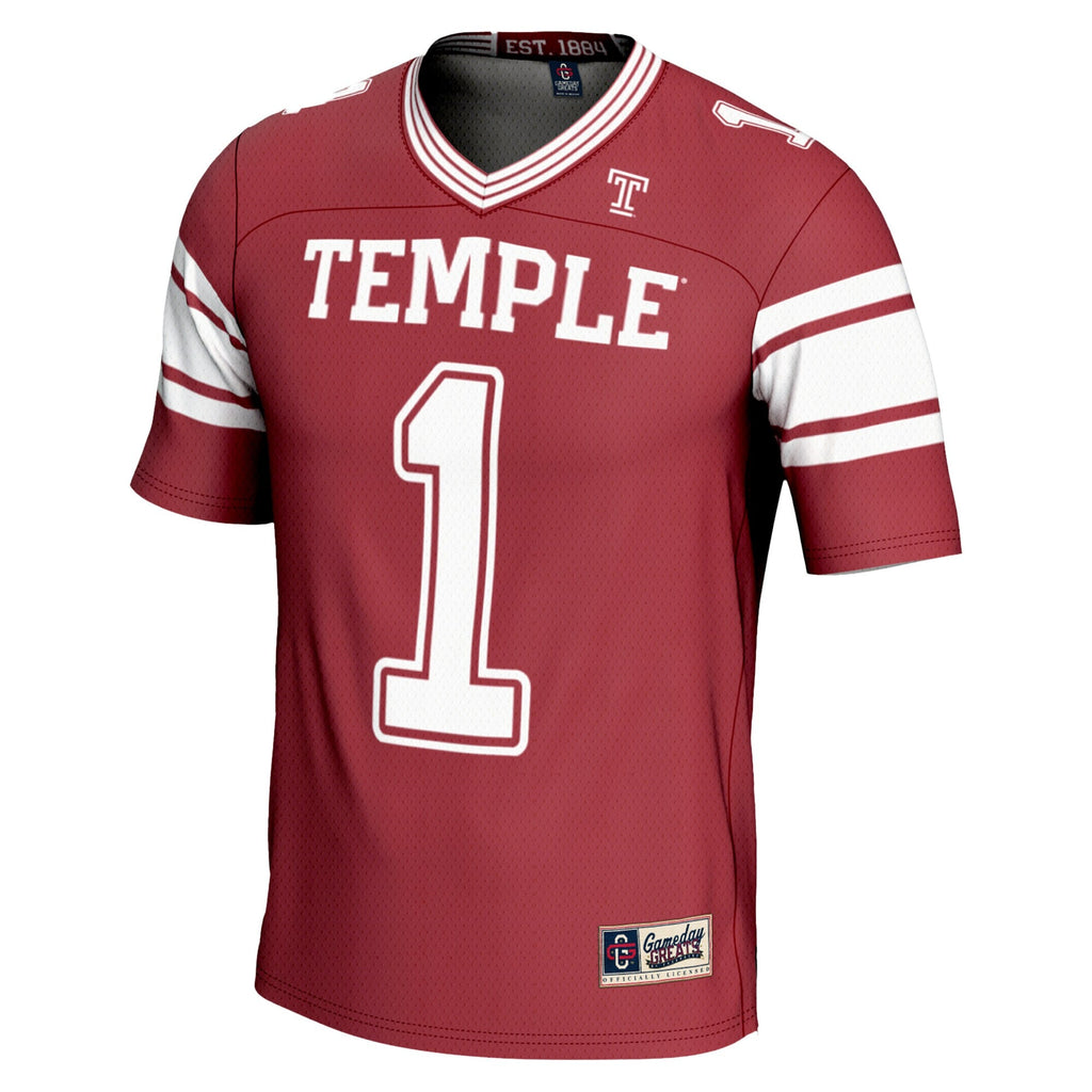 #1 Temple Owls Endzone Football Jersey - Cherry product image 3, provided for visual reference and product detail review