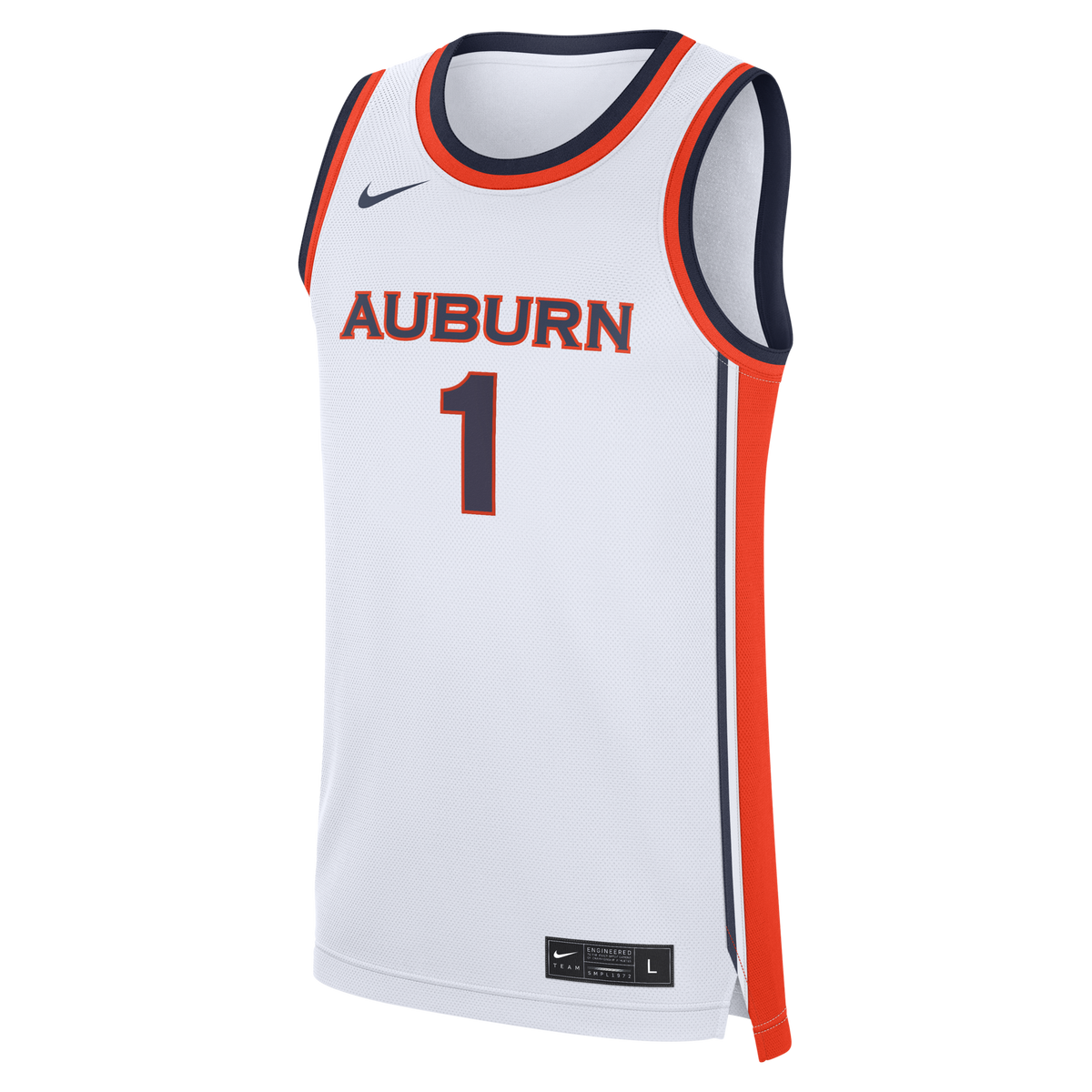 White Auburn Tigers #1 Home War Eagle Replica Basketball Jersey product image 3, provided for visual reference and product
