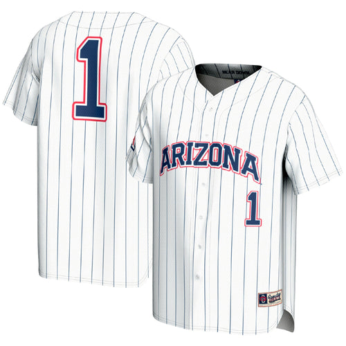 #1 Arizona Wildcats Lightweight Baseball Fashion Jersey - White product image 1, provided for visual reference and product