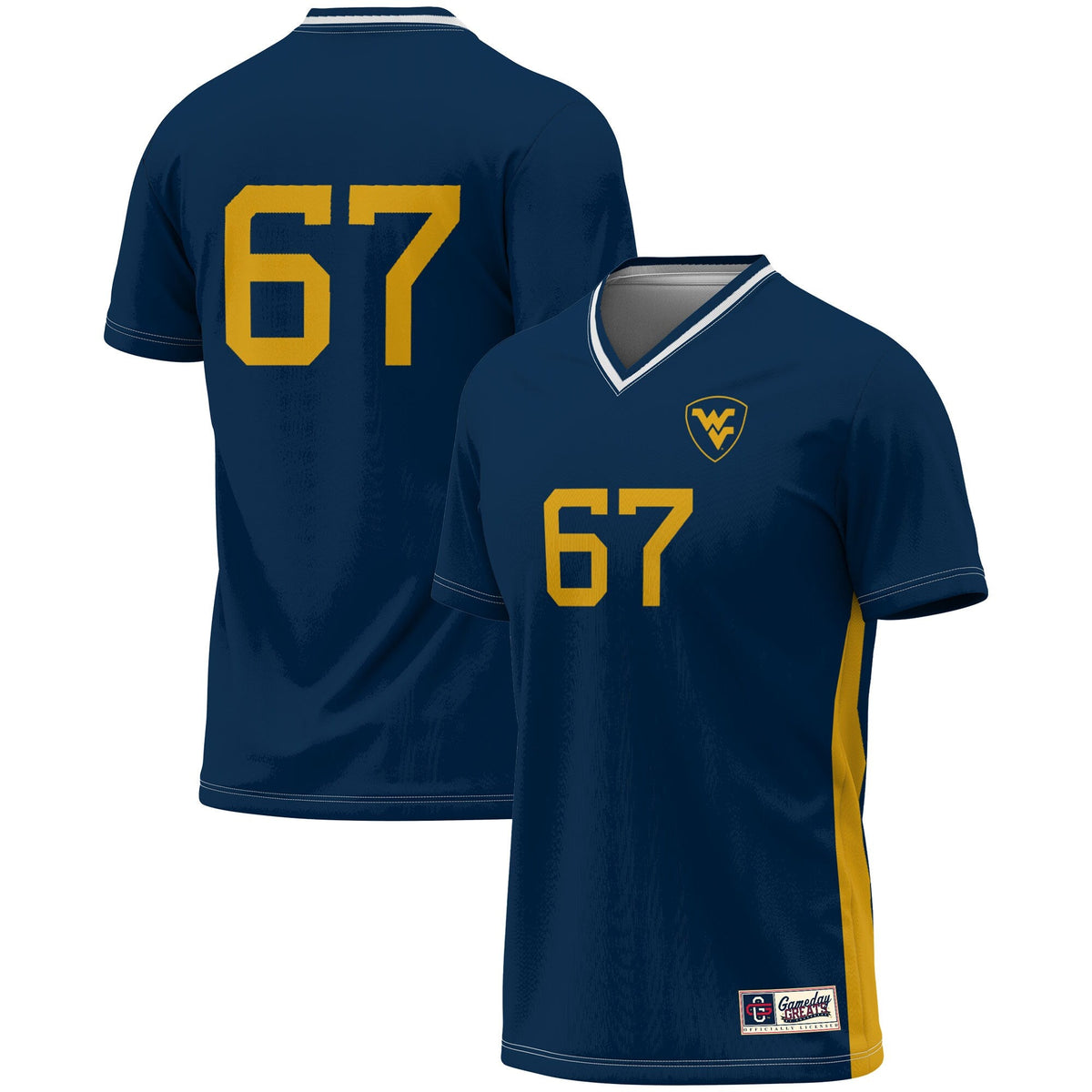 #1 West Virginia Mountaineers Lightweight Soccer Fashion Jersey - Navy product image 2, provided for visual reference and