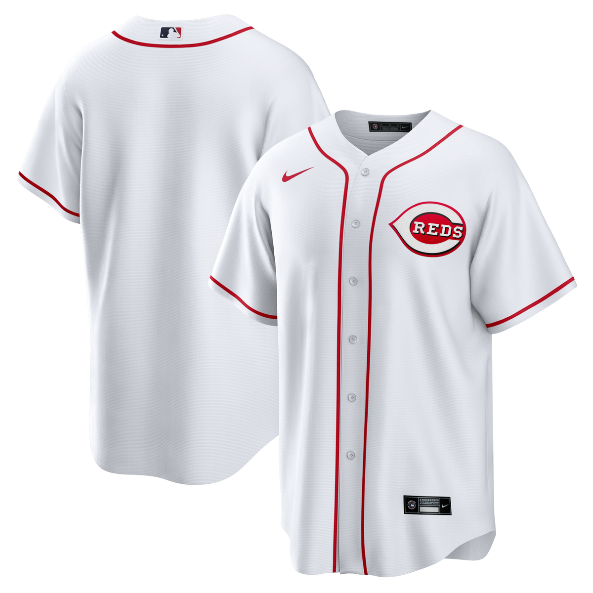 Cincinnati Reds White Home Big & Tall Replica Jersey product image 2, provided for visual reference and product detail review