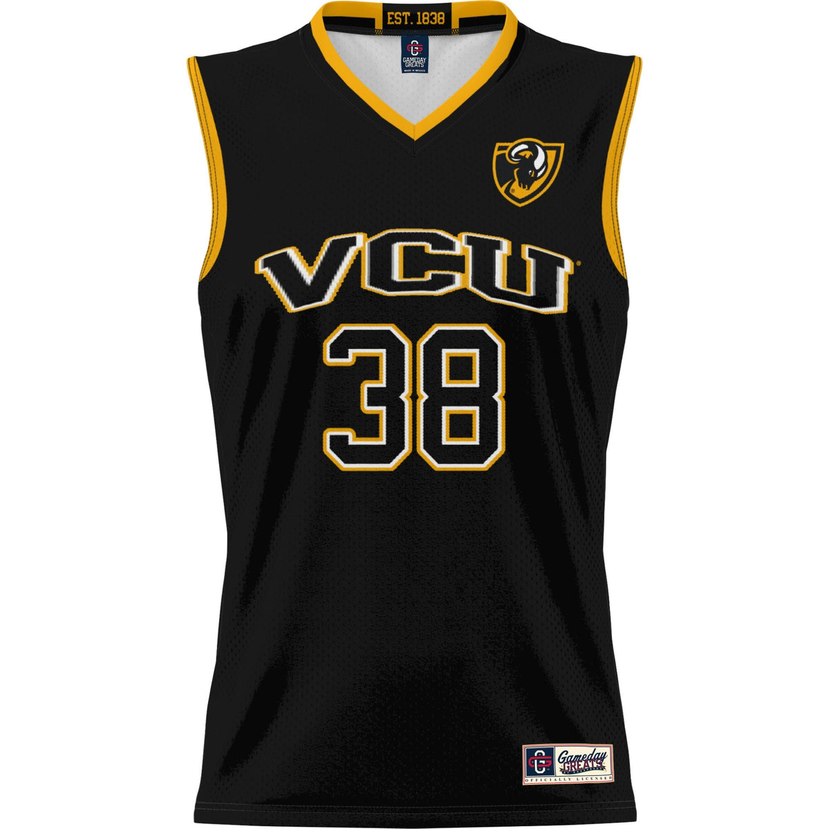 #38 VCU Rams Lightweight Basketball Jersey - Black product image 3, provided for visual reference and product detail review