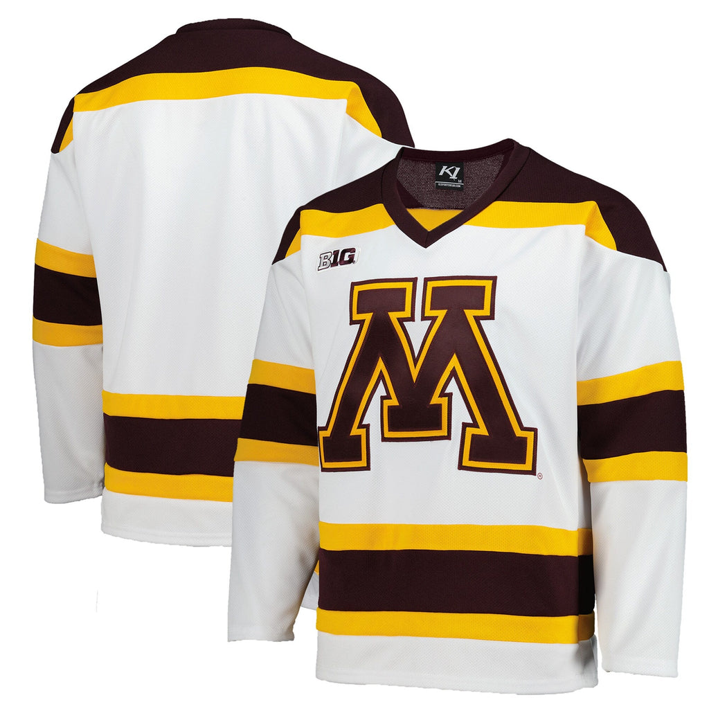 White Minnesota Golden Gophers Replica Hockey Jersey product image 2, provided for visual reference and product detail review