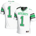 #1 North Dakota Endzone Football Jersey - White product image 1, provided for visual reference and product detail review
