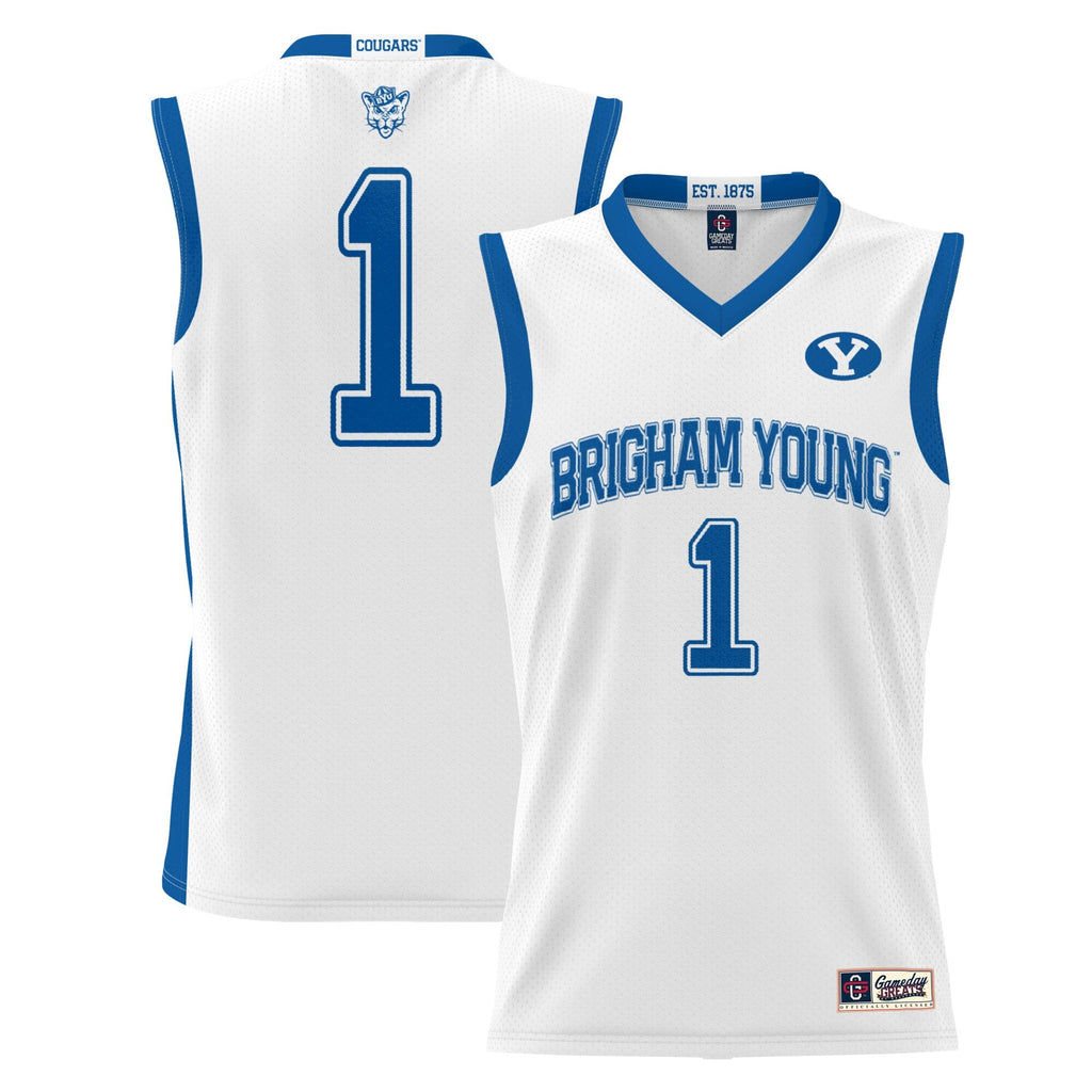 #1 BYU Cougars Lightweight Basketball Jersey - White product image 2, provided for visual reference and product detail review