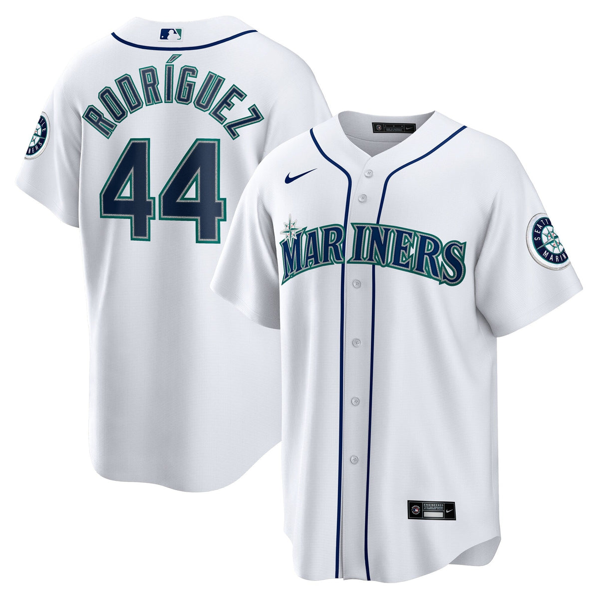 Seattle Mariners Julio Rodríguez White Home Replica Jersey product image 1, provided for visual reference and product detail