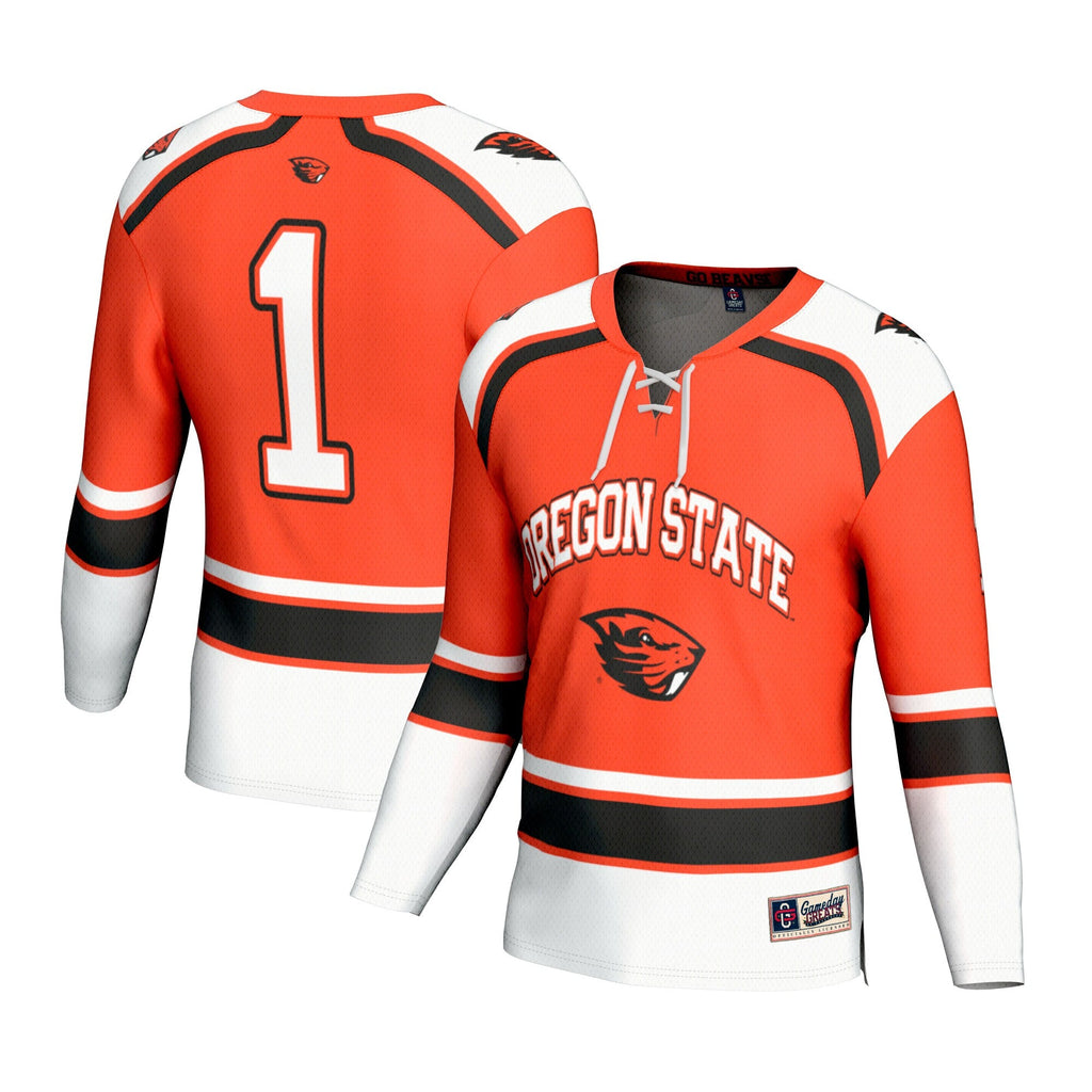 #1 Oregon State Beavers Lightweight Hockey Fashion Jersey - Orange product image 1, provided for visual reference and