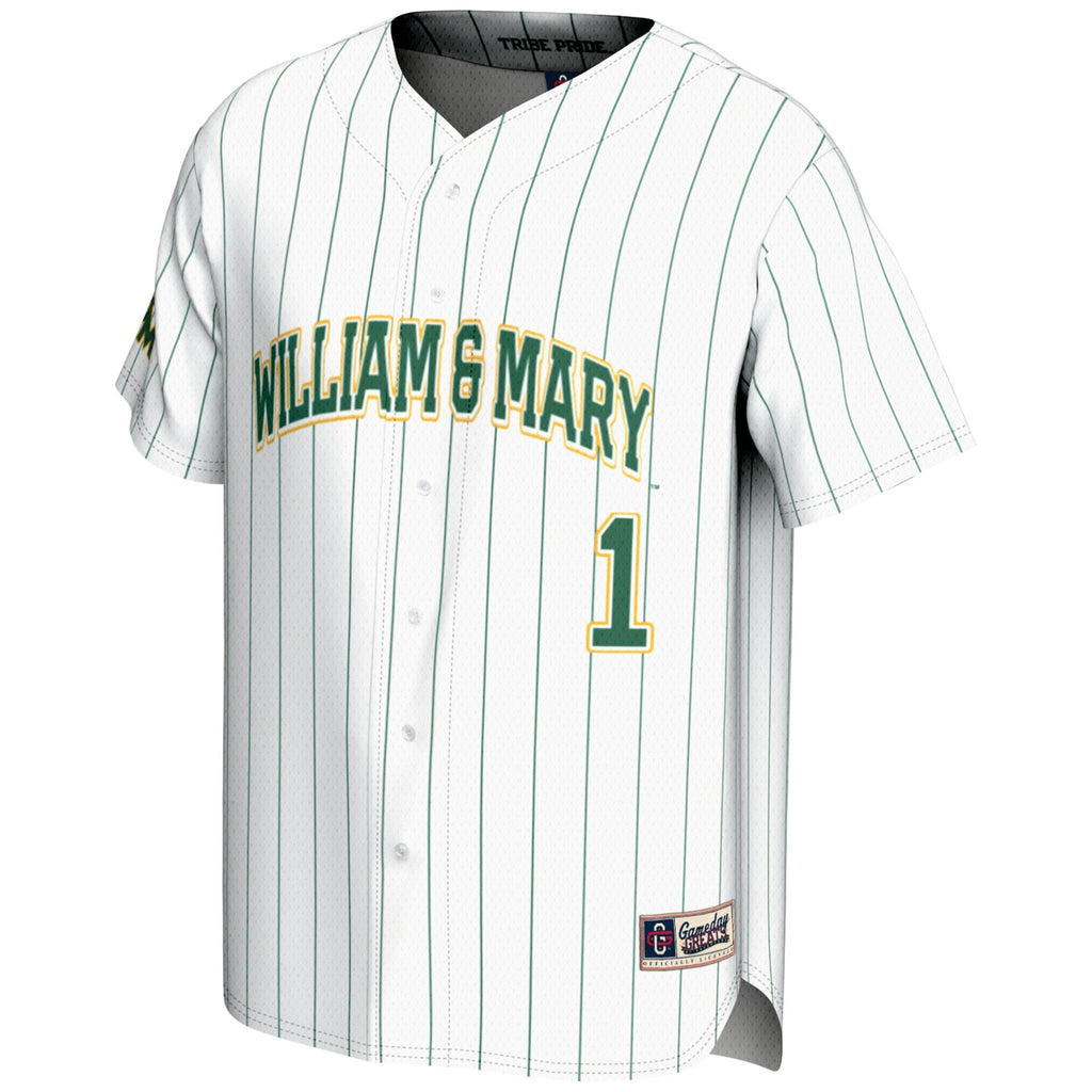 #1 William & Mary Tribe Lightweight Baseball Fashion Jersey - White product image 3, provided for visual reference and