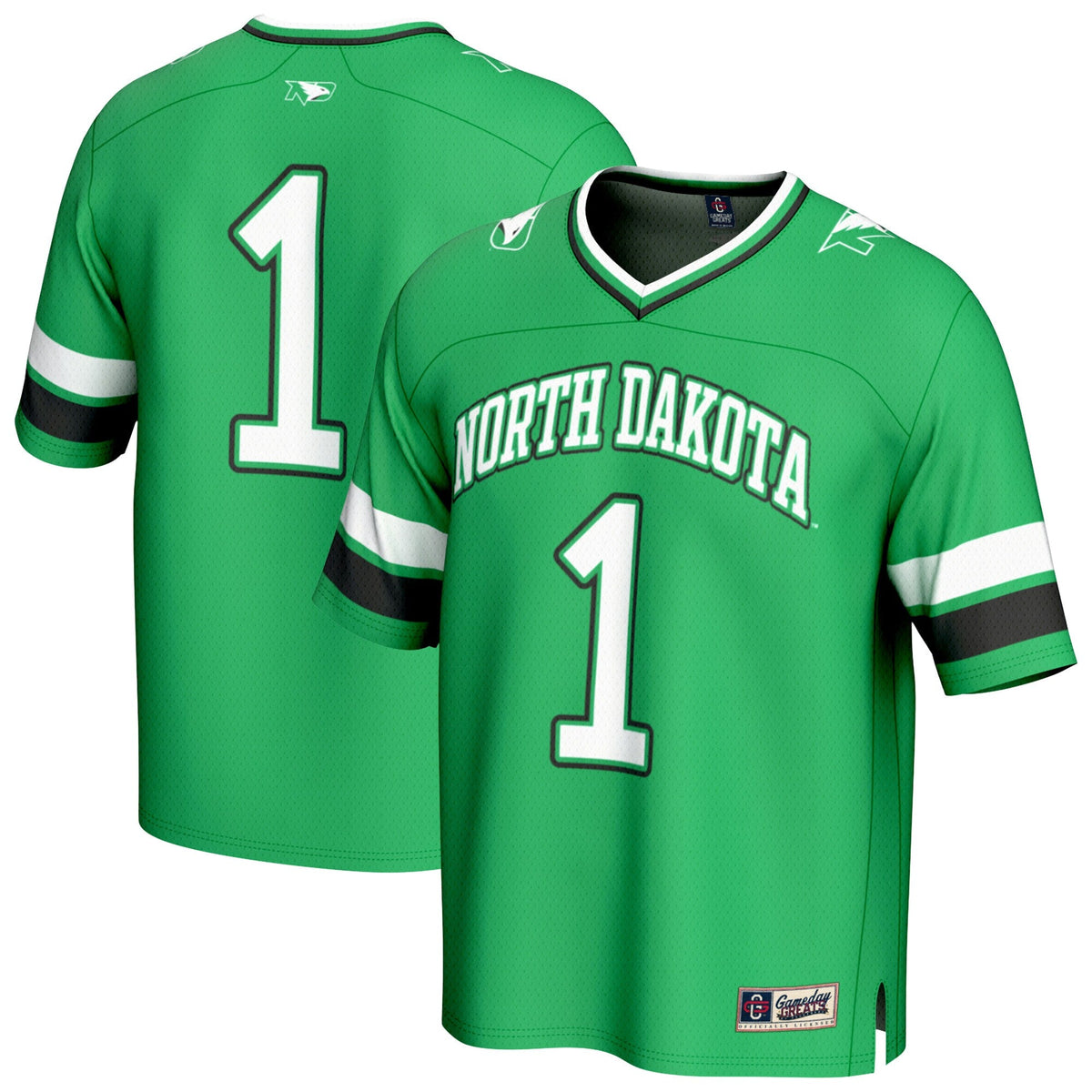 #1 North Dakota Lightweight Collegiate Football Fashion Jersey - Kelly Green product image 1, provided for visual reference