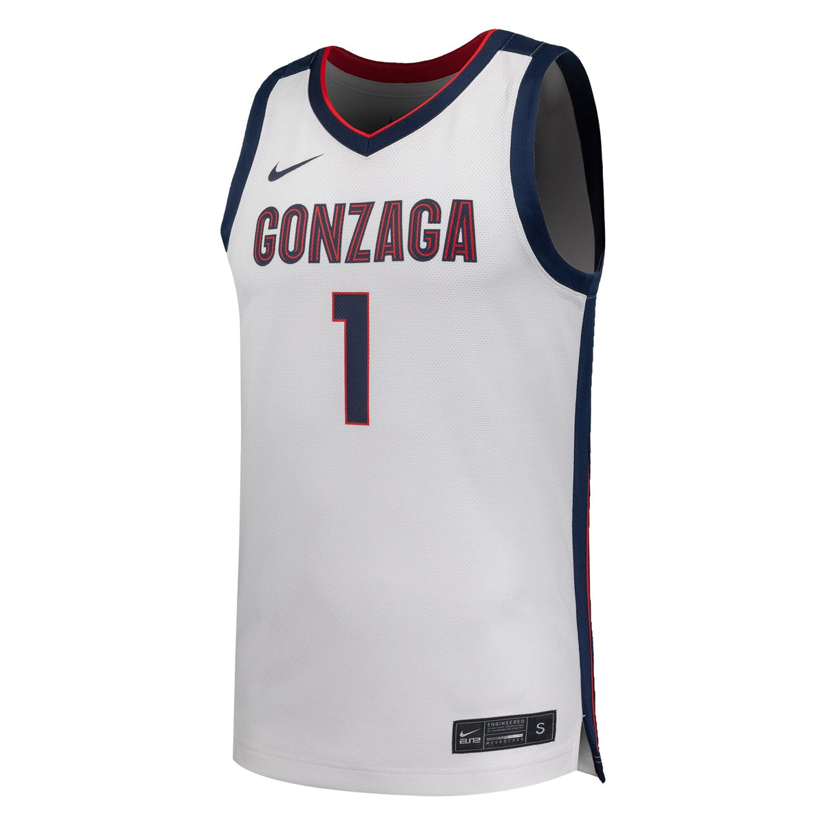 #1 White Gonzaga Bulldogs Replica Basketball Jersey product image 3, provided for visual reference and product detail review