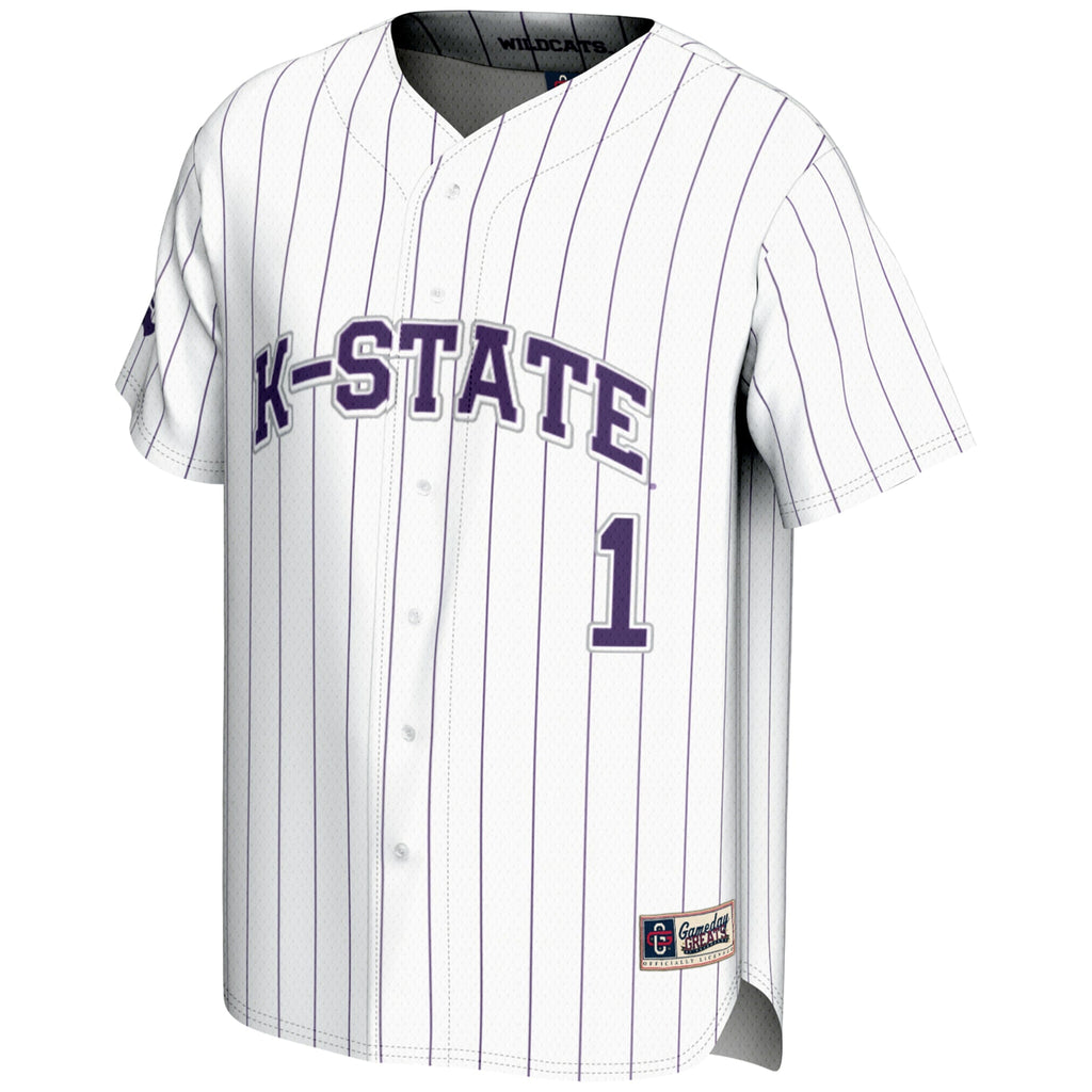 #1 Kansas State Wildcats Lightweight Baseball Jersey - White product image 3, provided for visual reference and product