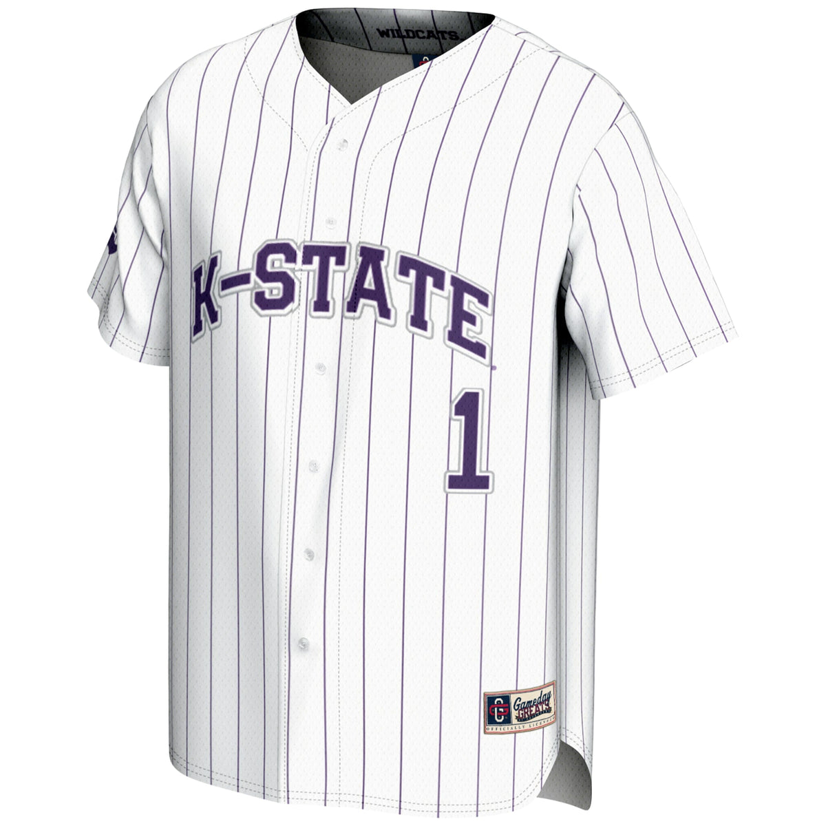 #1 Kansas State Wildcats Lightweight Baseball Jersey - White product image 3, provided for visual reference and product