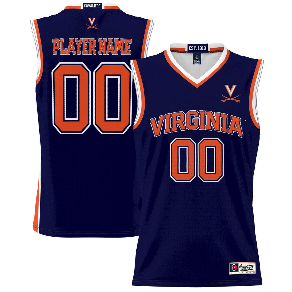 Virginia Cavaliers NIL Pick-A-Player Basketball Jersey - Navy product image 2, provided for visual reference and product