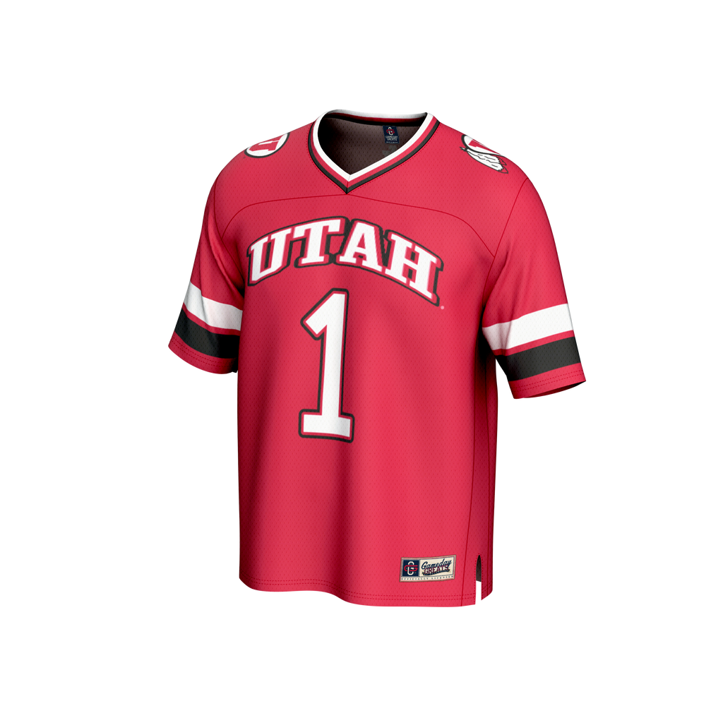 #1 Utah Utes Lightweight Collegiate Football Fashion Jersey - Red product image 3, provided for visual reference and product