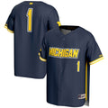 #1 Michigan Wolverines Lightweight Baseball Fashion Jersey - Navy product image 1, provided for visual reference and product