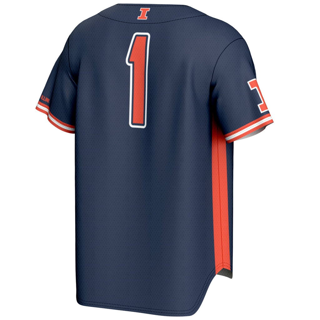 #1 Illinois Fighting Illini Lightweight Baseball Jersey - Navy product image 4, provided for visual reference and product