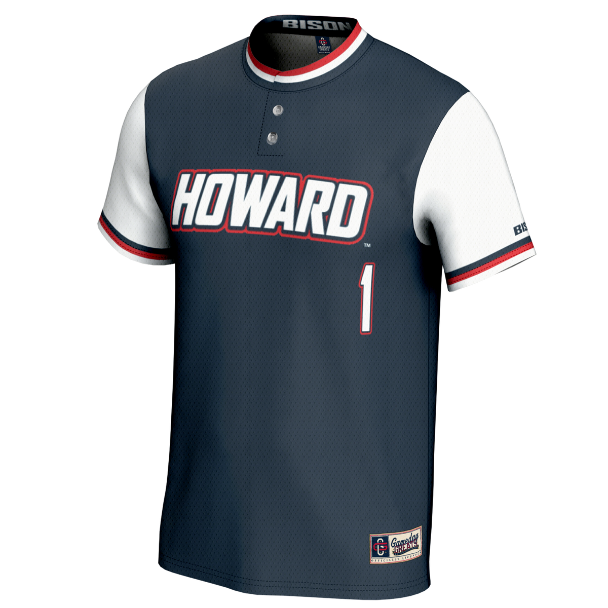 #1 Howard Bison Lightweight Softball Jersey - Navy product image 3, provided for visual reference and product detail review