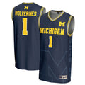 #1 Michigan Wolverines Icon Print Lightweight Basketball Fashion Jersey - Navy product image 1, provided for visual