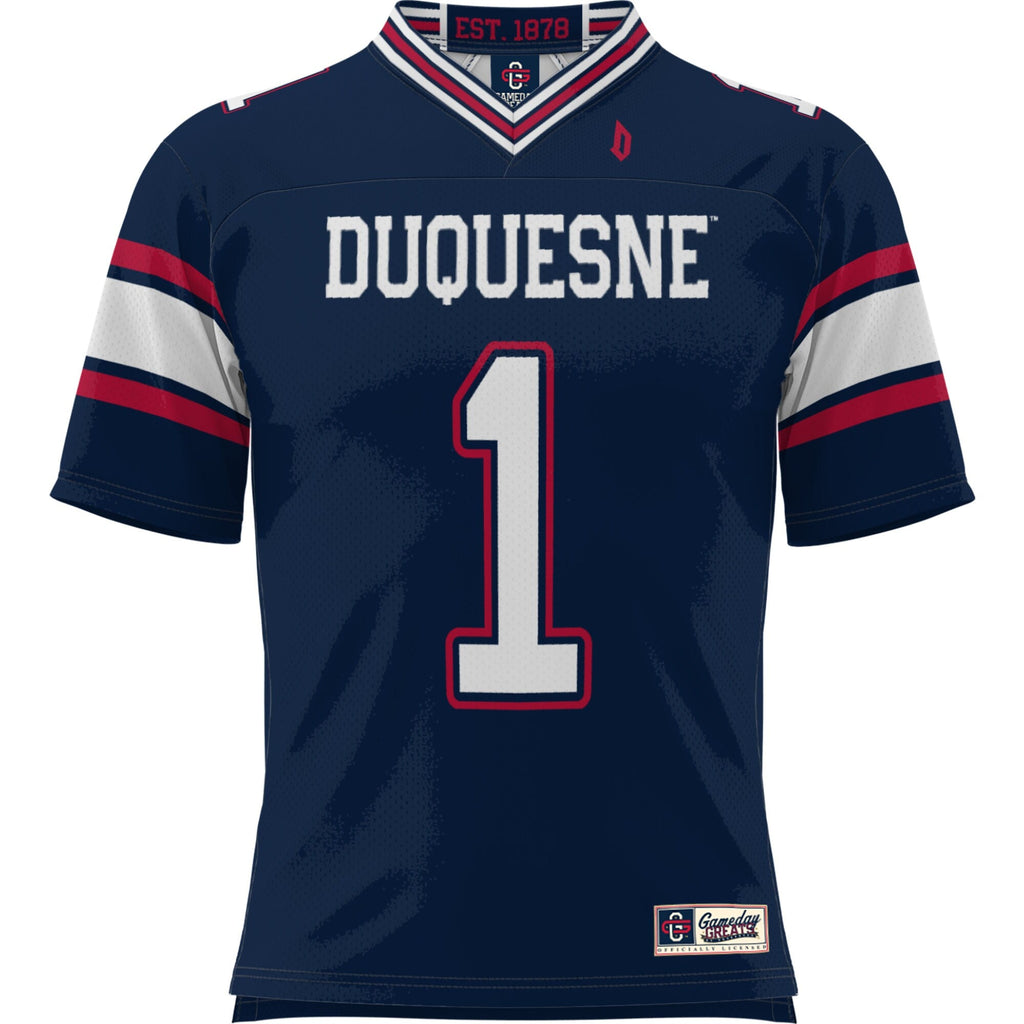#1 Duquesne Dukes Football Jersey - Blue product image 3, provided for visual reference and product detail review