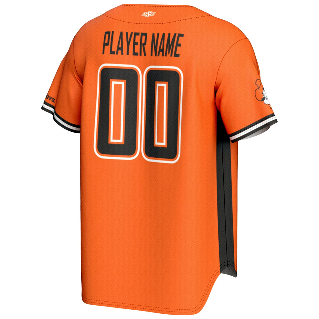 Oklahoma State Cowboys NIL Pick-A-Player Lightweight Baseball Jersey - Orange product image 4, provided for visual reference