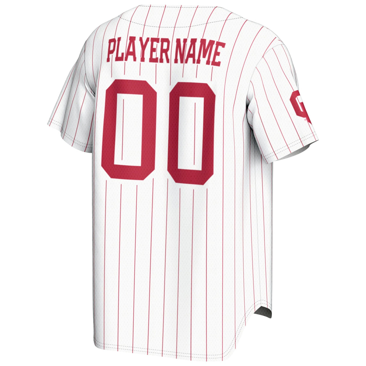 Oklahoma Sooners NIL Pick-A-Player Lightweight Baseball Jersey - White product image 4, provided for visual reference and