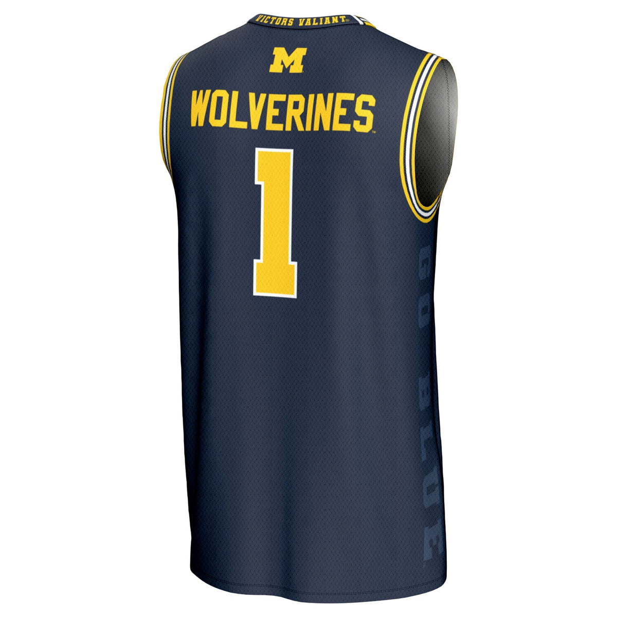 #1 Michigan Wolverines Icon Print Lightweight Basketball Fashion Jersey - Navy product image 4, provided for visual
