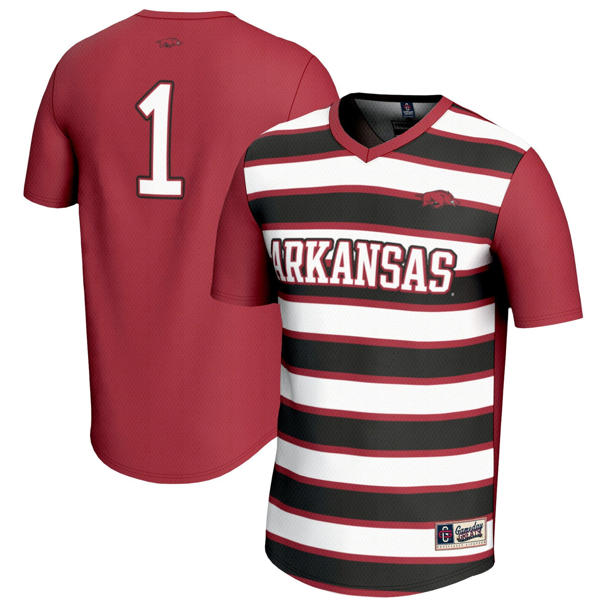 #1 Arkansas Razorbacks Lightweight Soccer Fashion Jersey - Cardinal product image 1, provided for visual reference and