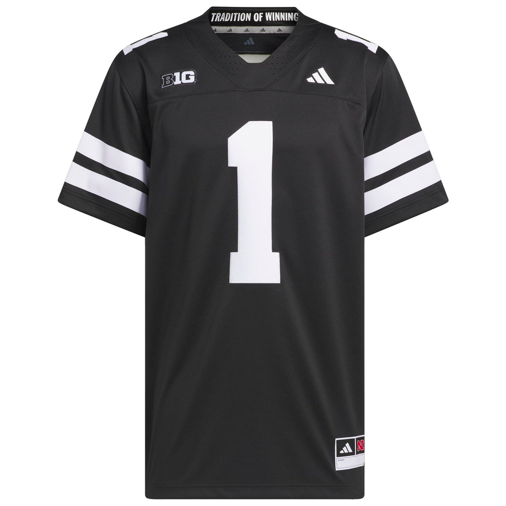 #1 Black Nebraska Huskers Alternate Premier Jersey product image 2, provided for visual reference and product detail review