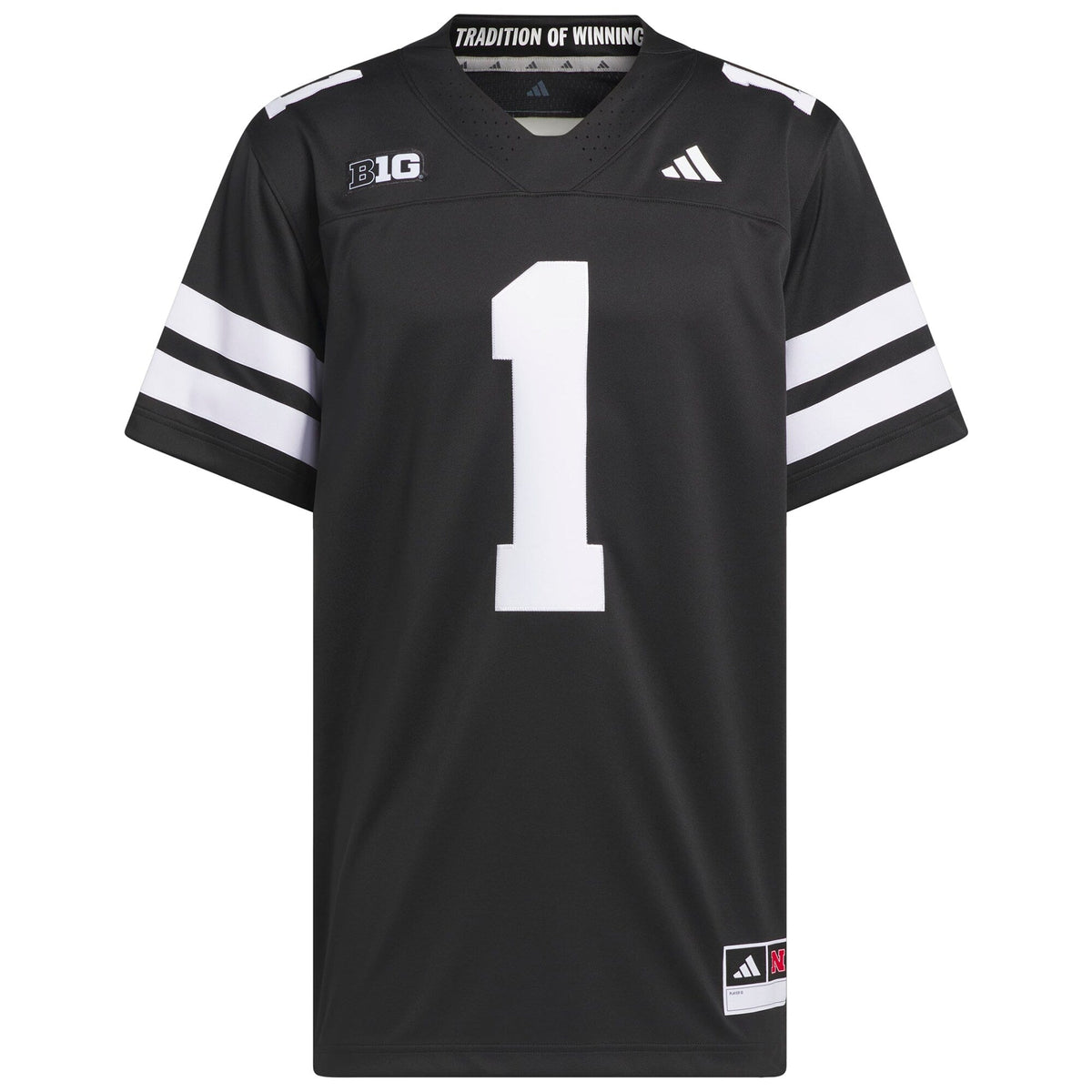 #1 Black Nebraska Huskers Alternate Premier Jersey product image 2, provided for visual reference and product detail review
