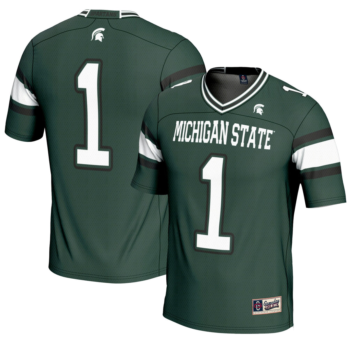 #1 Michigan State Spartans Endzone Football Jersey - Green product image 1, provided for visual reference and product detail