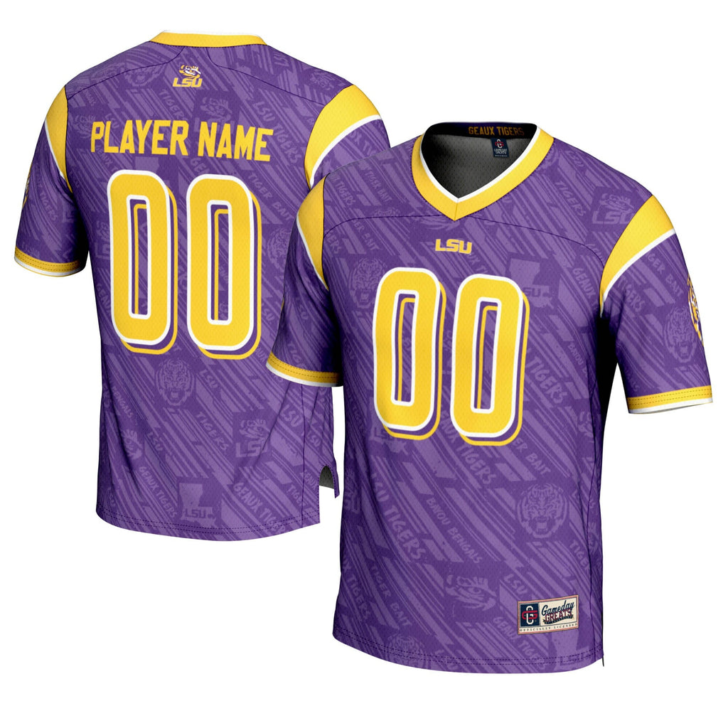 LSU Tigers Highlight Print NIL Pick-A-Player Football Jersey - Purple product image 2, provided for visual reference and