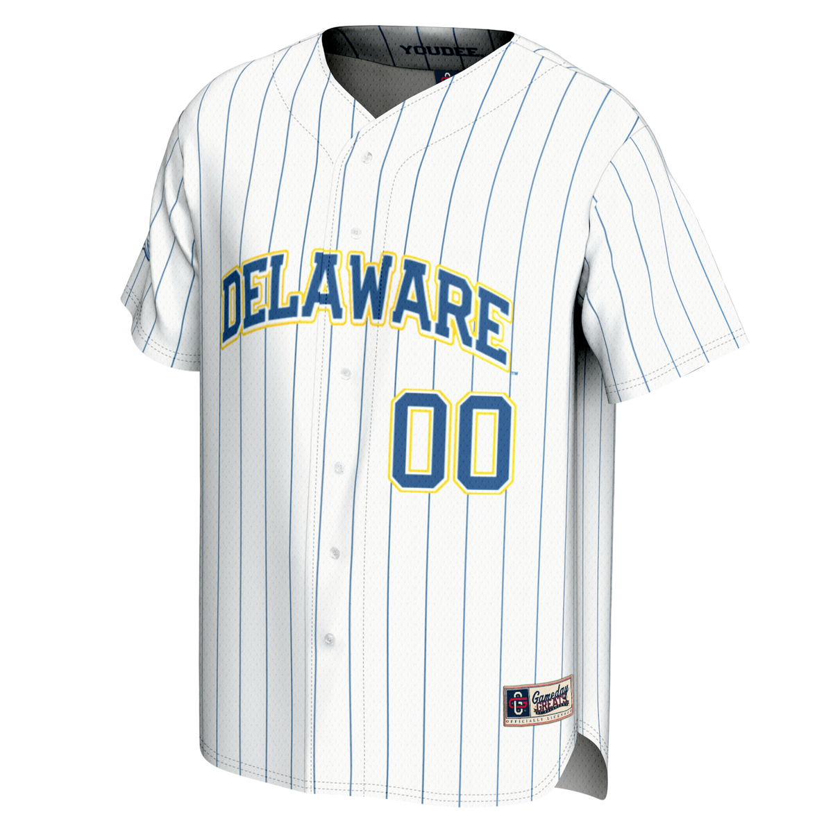 Delaware Fightin' Blue Hens NIL Pick-A-Player Baseball Lightweight Jersey - White product image 2, provided for visual